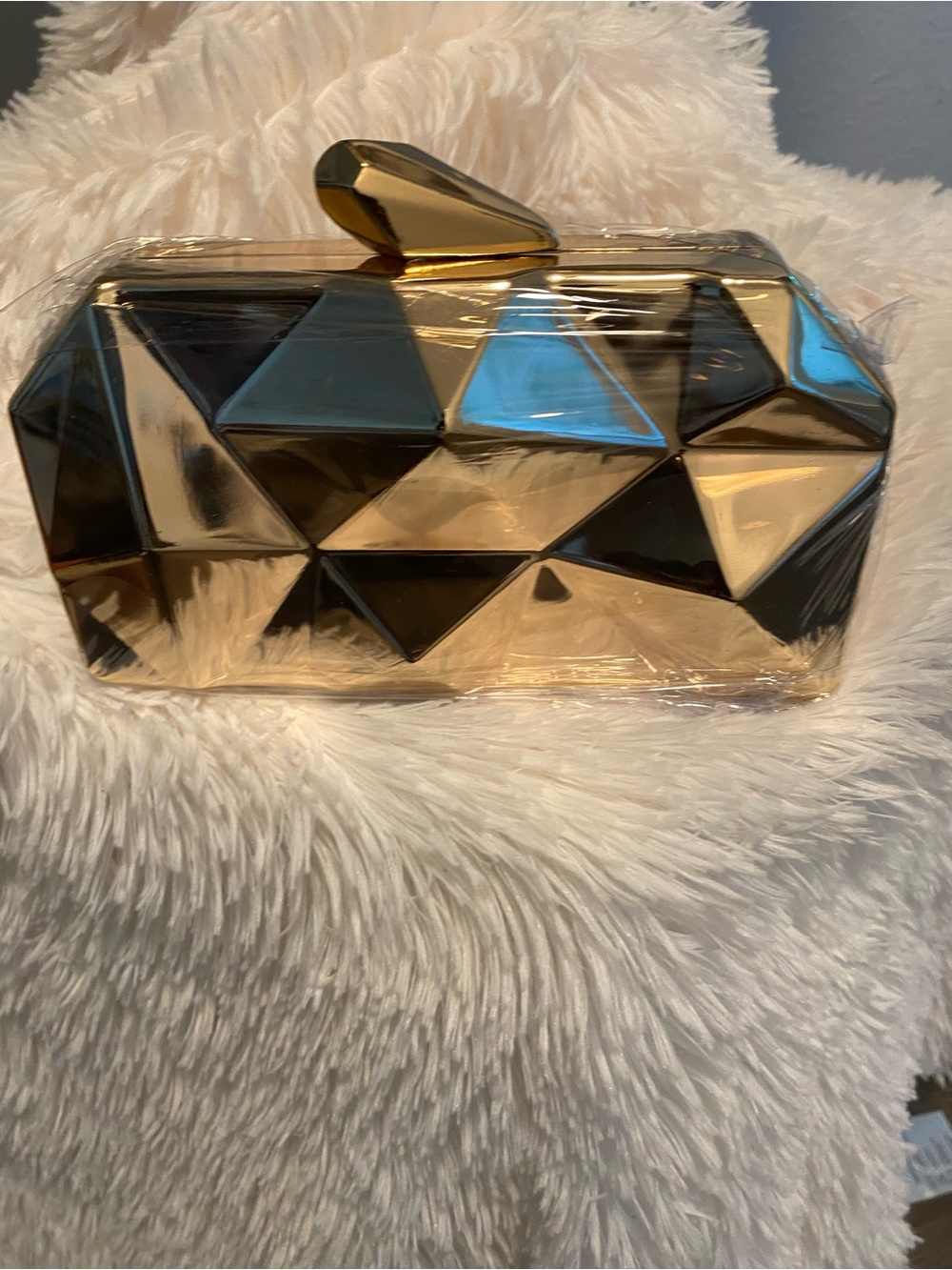 Aldo Metallic Gold Faceted Clutch